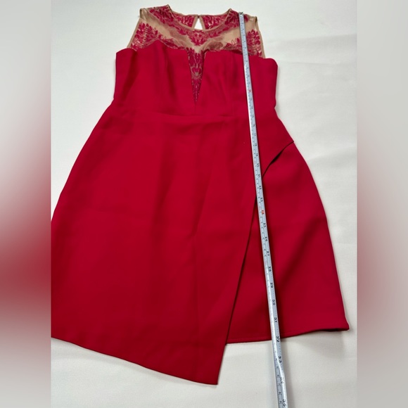 BCBGmaxazria Kinsley pink Turkish Rose asymmetrical mini dress. Size 6 - Picture 6 of 11